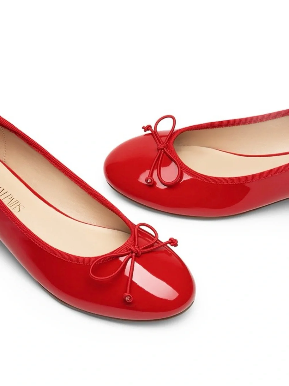 Dream Pairs Red Patent Ballet Flats with Bow and Low Heel